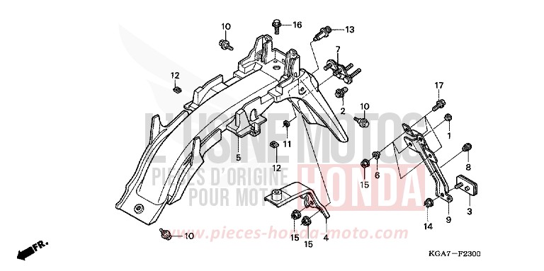 REAR FENDER for CG125 TITAN ES FORCE SILVER METALLIC (NH411) from 2004